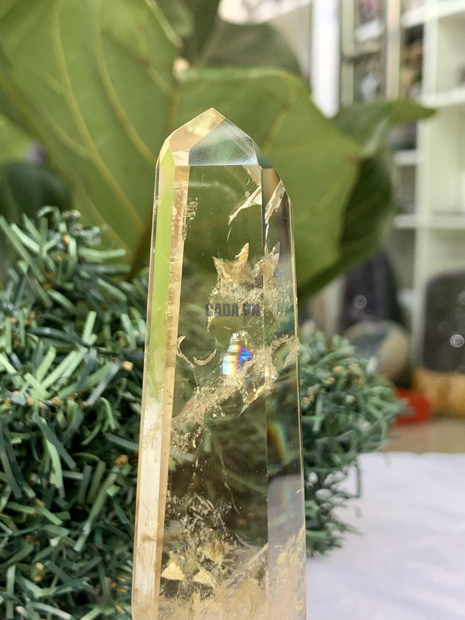 TRỤ THẠCH ANH VÀNG ÁM KHÓI -CITRINE SMOKY QUARTZ POINT- KT: 14,5 x 3 CM KL: 0.130 KG (TK27)