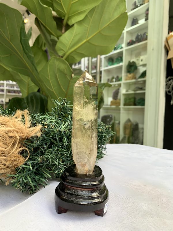 TRỤ THẠCH ANH VÀNG ÁM KHÓI -CITRINE SMOKY QUARTZ POINT- KT: 15,4 x 3,3 CM KL: 0.185 KG (TK23)