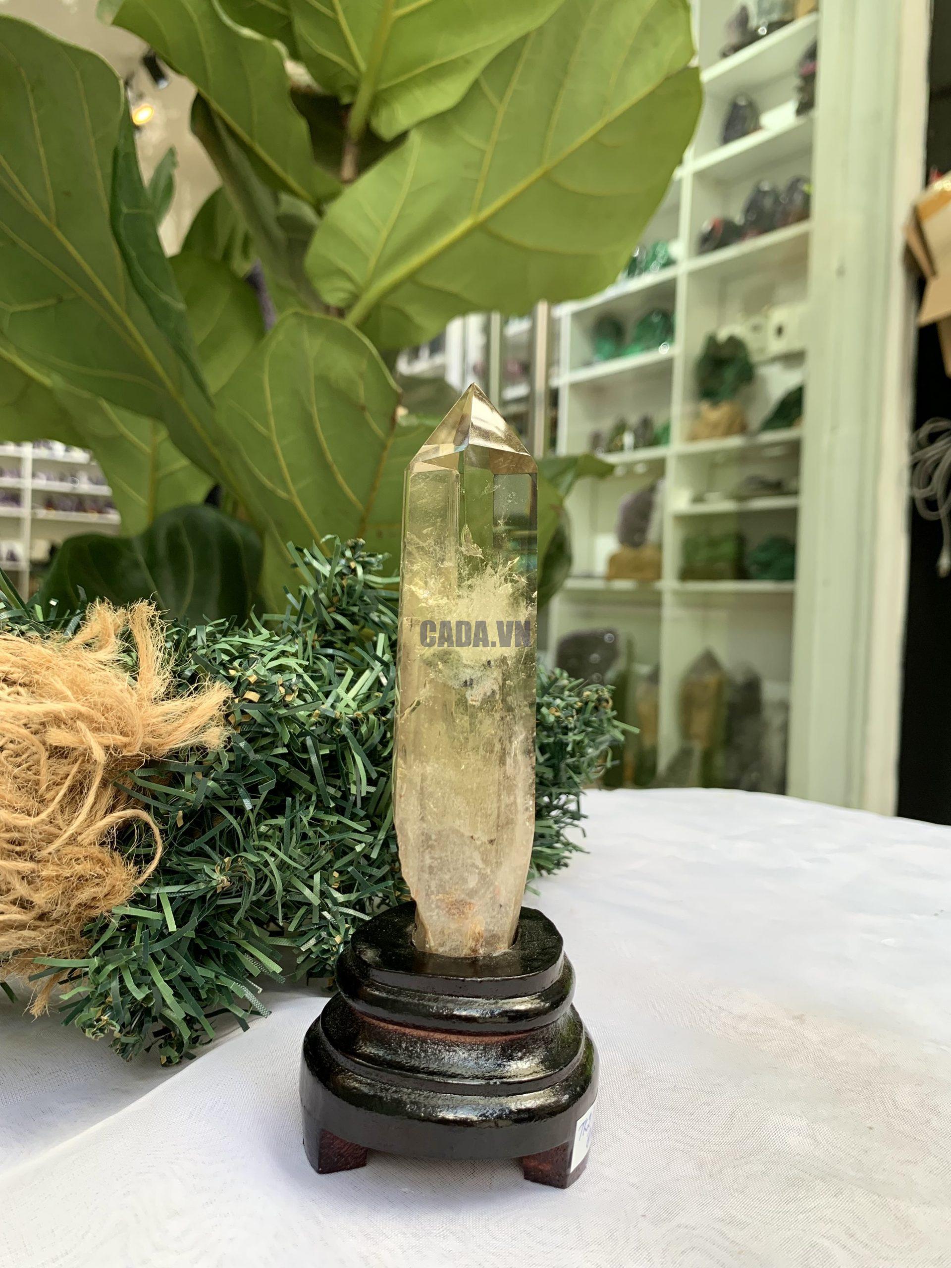 TRỤ THẠCH ANH VÀNG ÁM KHÓI -CITRINE SMOKY QUARTZ POINT- KT: 15,4 x 3,3 CM KL: 0.185 KG (TK23)