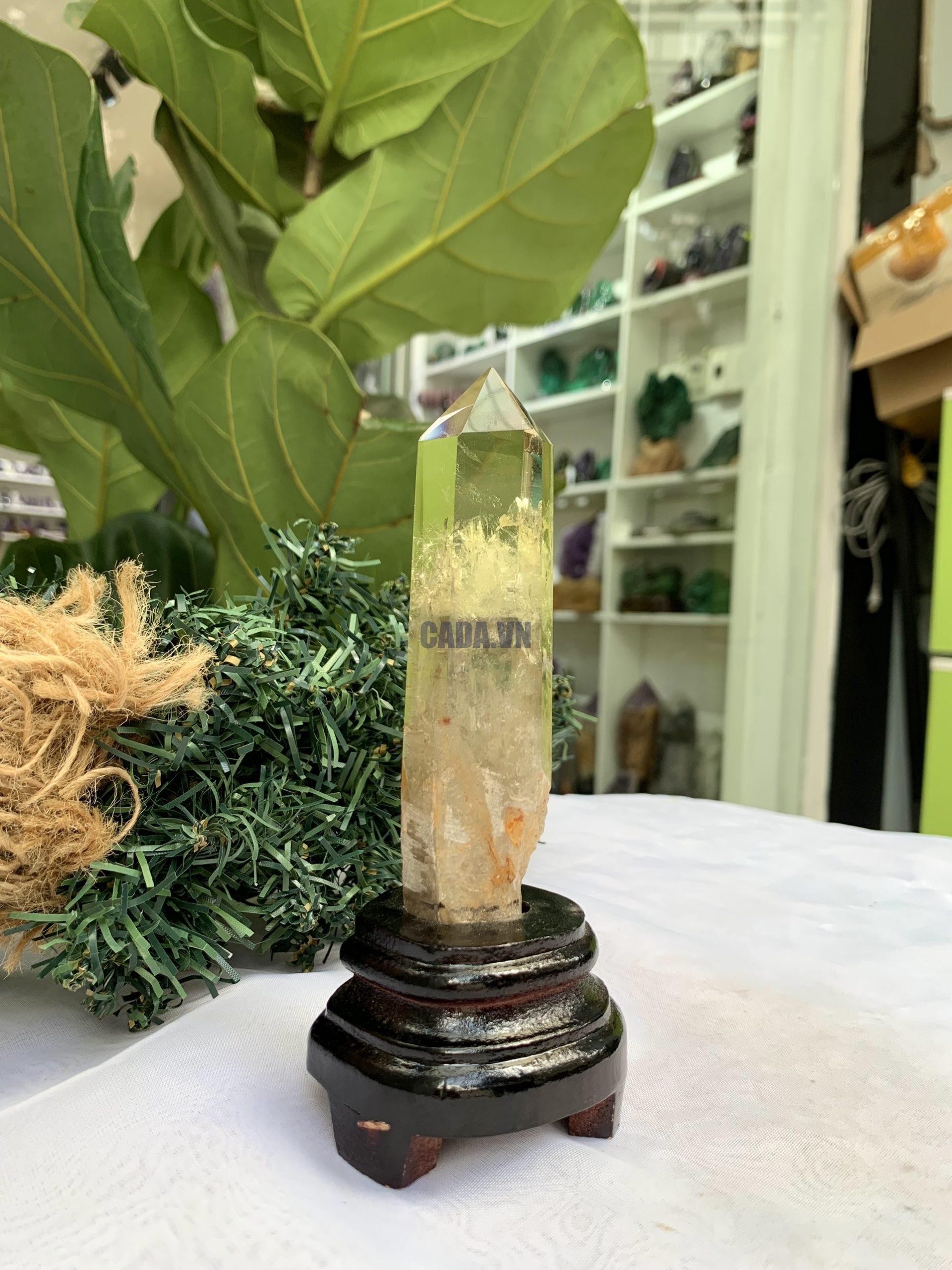 TRỤ THẠCH ANH VÀNG ÁM KHÓI -CITRINE SMOKY QUARTZ POINT- KT: 15,4 x 3,3 CM KL: 0.185 KG (TK23)