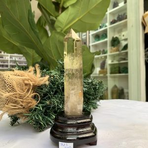 TRỤ THẠCH ANH VÀNG ÁM KHÓI -CITRINE SMOKY QUARTZ POINT- KT: 15,4 x 3,3 CM KL: 0.185 KG (TK23)