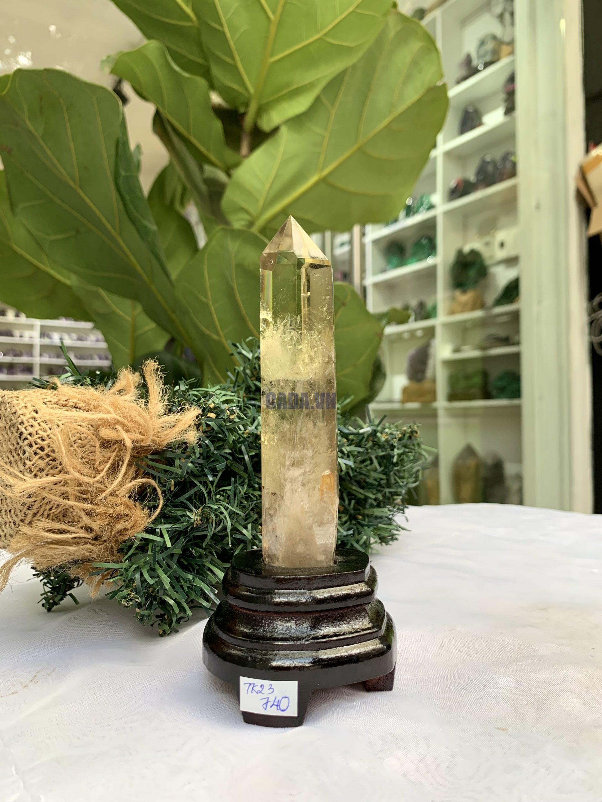 TRỤ THẠCH ANH VÀNG ÁM KHÓI -CITRINE SMOKY QUARTZ POINT- KT: 15,4 x 3,3 CM KL: 0.185 KG (TK23)