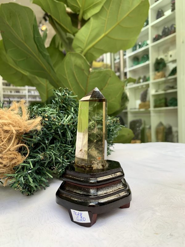 TRỤ THẠCH ANH VÀNG ÁM KHÓI -CITRINE SMOKY QUARTZ POINT- KT: 11,8 x 3 CM KL: 0.155 KG (TK28)