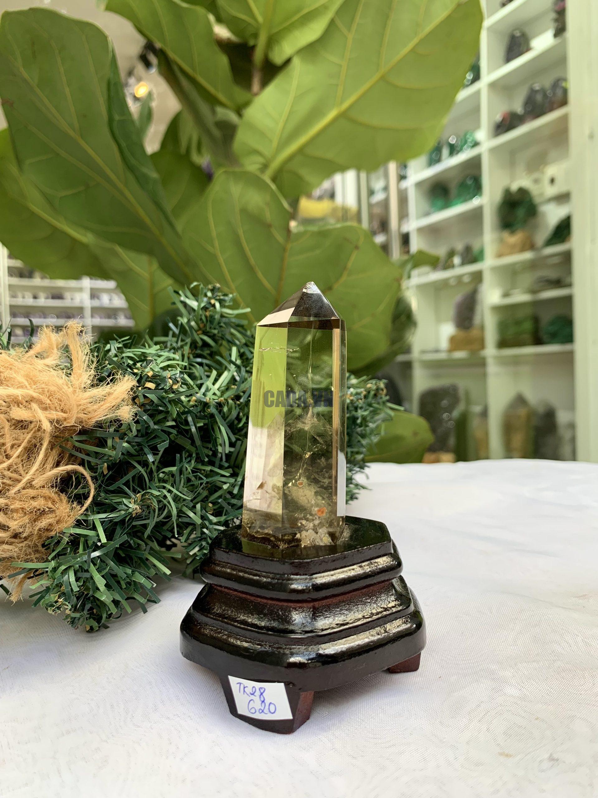 TRỤ THẠCH ANH VÀNG ÁM KHÓI -CITRINE SMOKY QUARTZ POINT- KT: 11,8 x 3 CM KL: 0.155 KG (TK28)