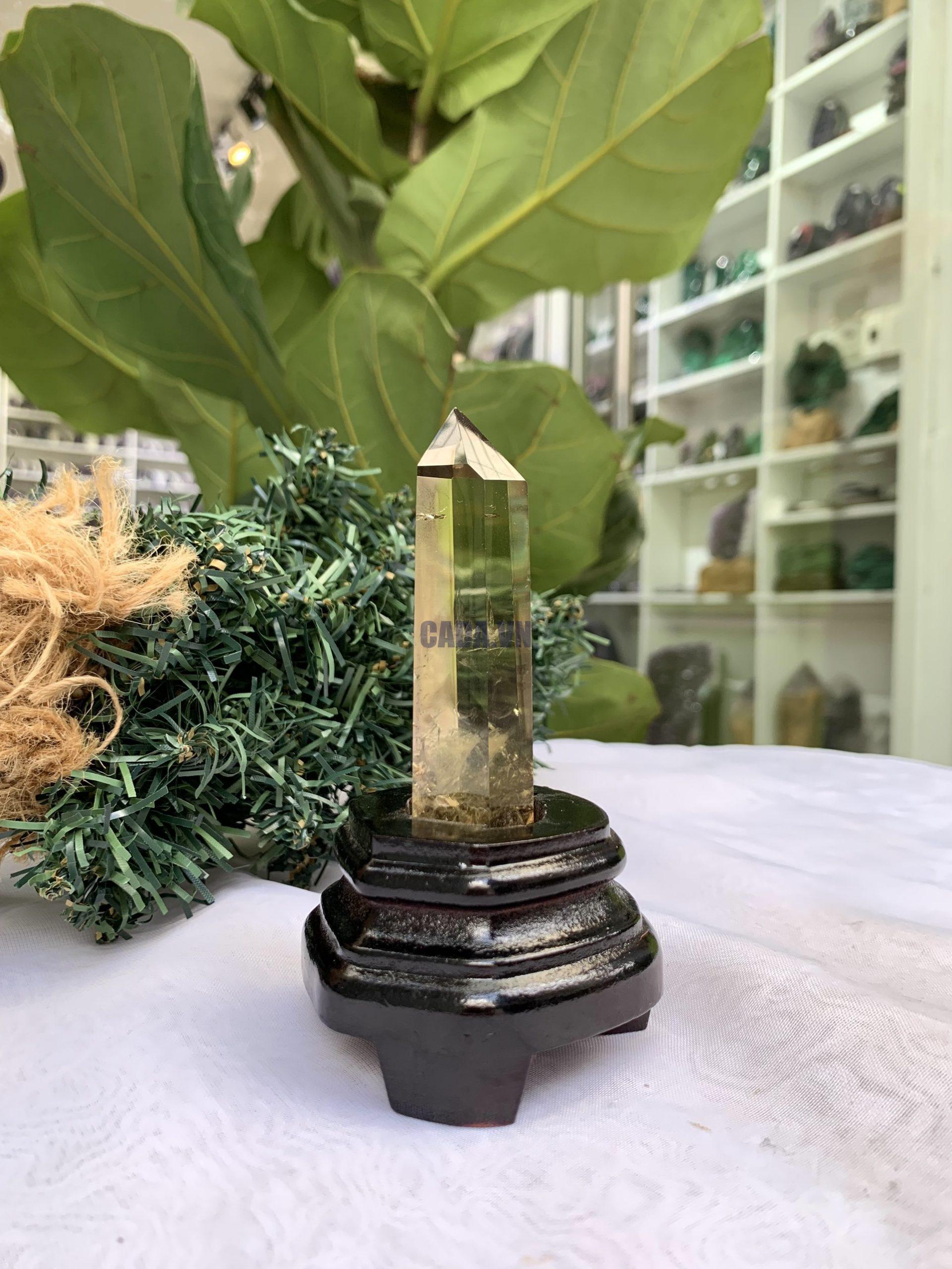 TRỤ THẠCH ANH VÀNG ÁM KHÓI -CITRINE SMOKY QUARTZ POINT- KT: 11,8 x 3 CM KL: 0.155 KG (TK28)