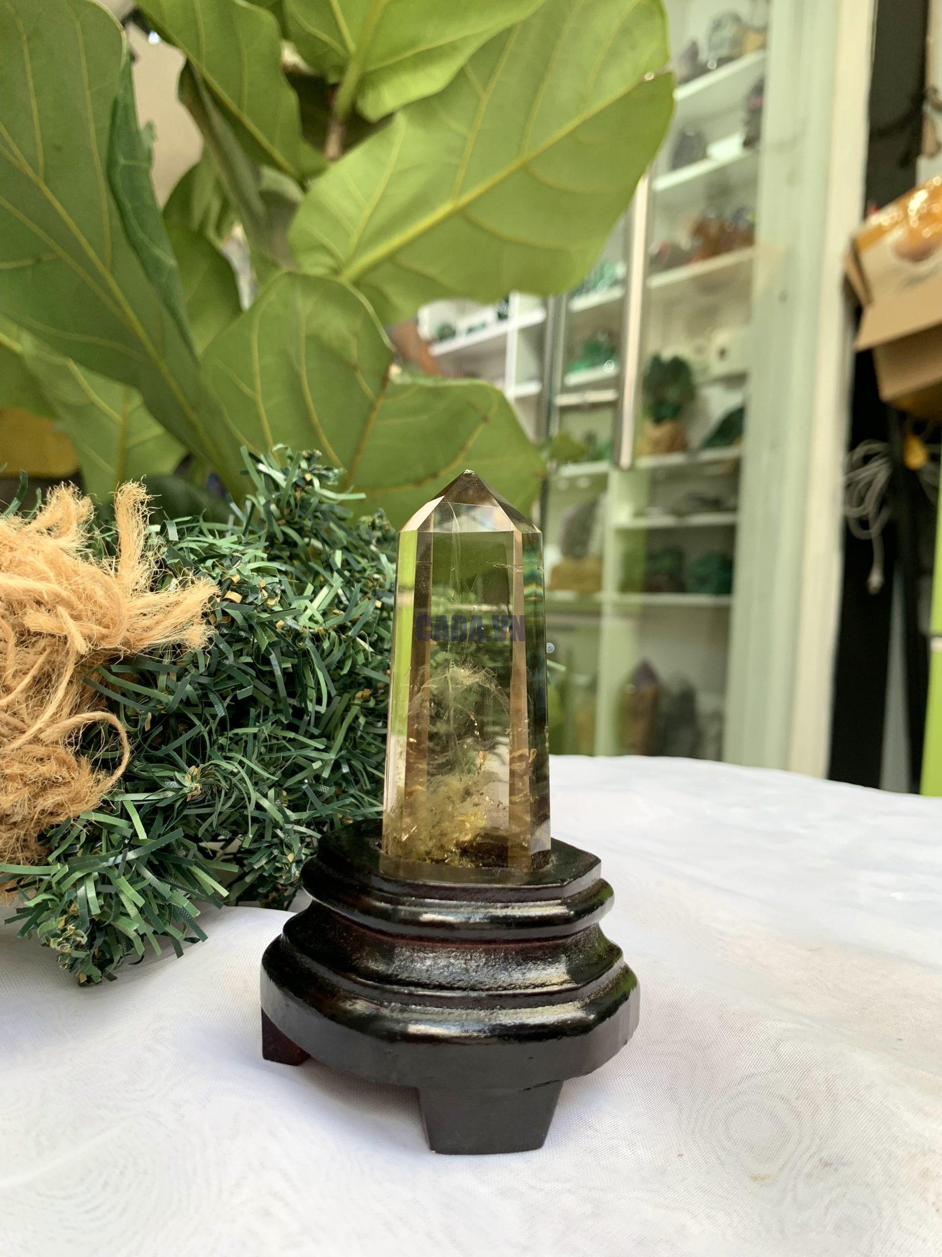 TRỤ THẠCH ANH VÀNG ÁM KHÓI -CITRINE SMOKY QUARTZ POINT- KT: 11,8 x 3 CM KL: 0.155 KG (TK28)