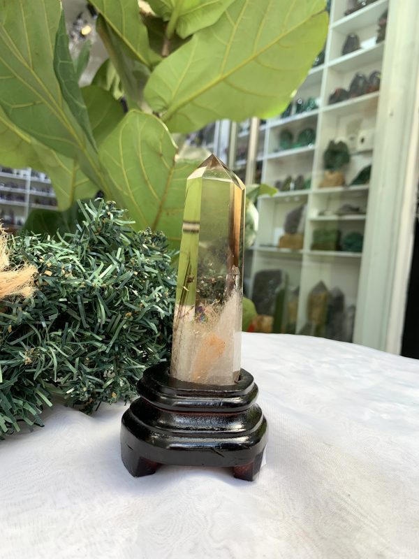TRỤ THẠCH ANH VÀNG ÁM KHÓI -CITRINE SMOKY QUARTZ POINT- KT: 15,2 x 3,7 CM KL: 0.245 KG (TK24)