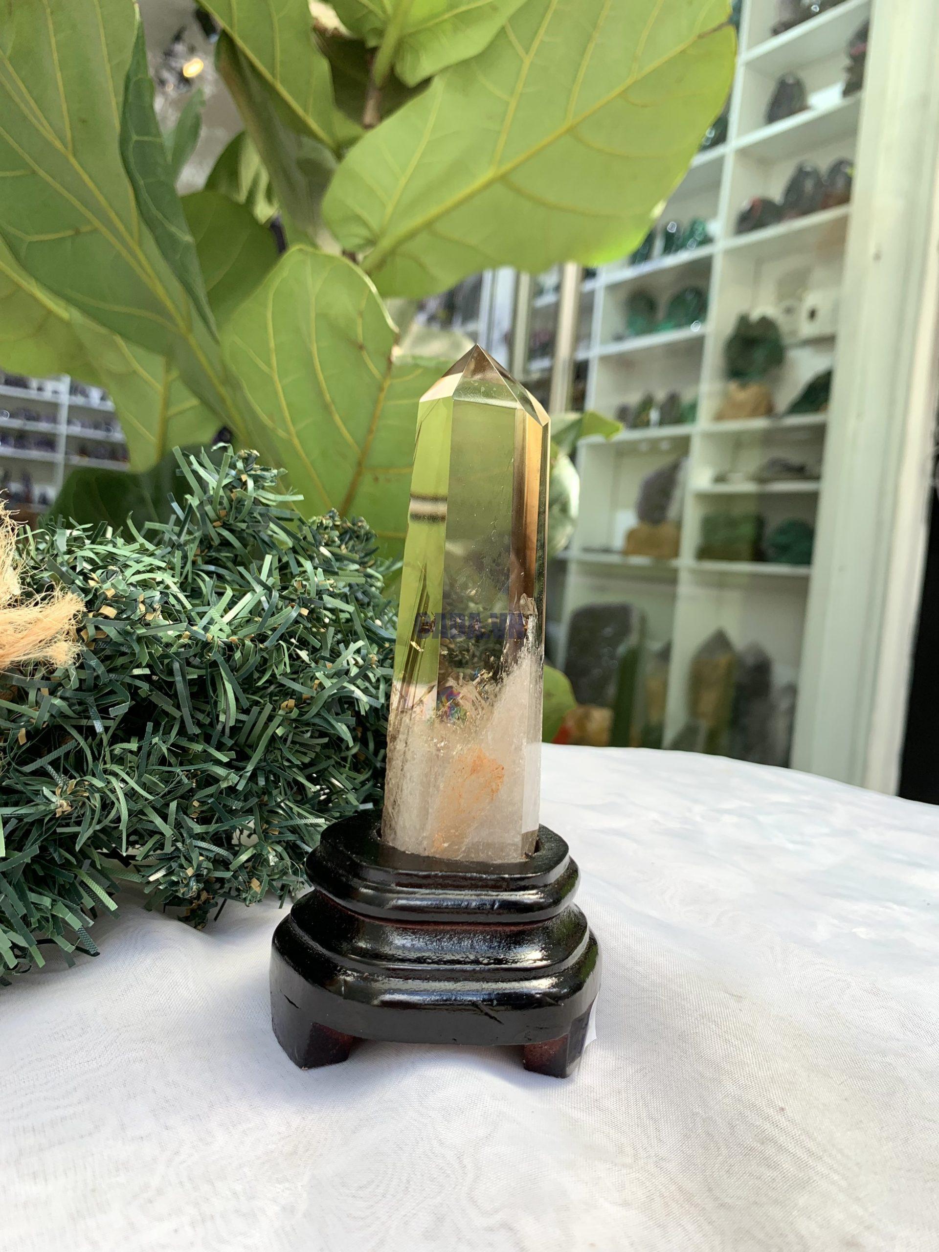 TRỤ THẠCH ANH VÀNG ÁM KHÓI -CITRINE SMOKY QUARTZ POINT- KT: 15,2 x 3,7 CM KL: 0.245 KG (TK24)