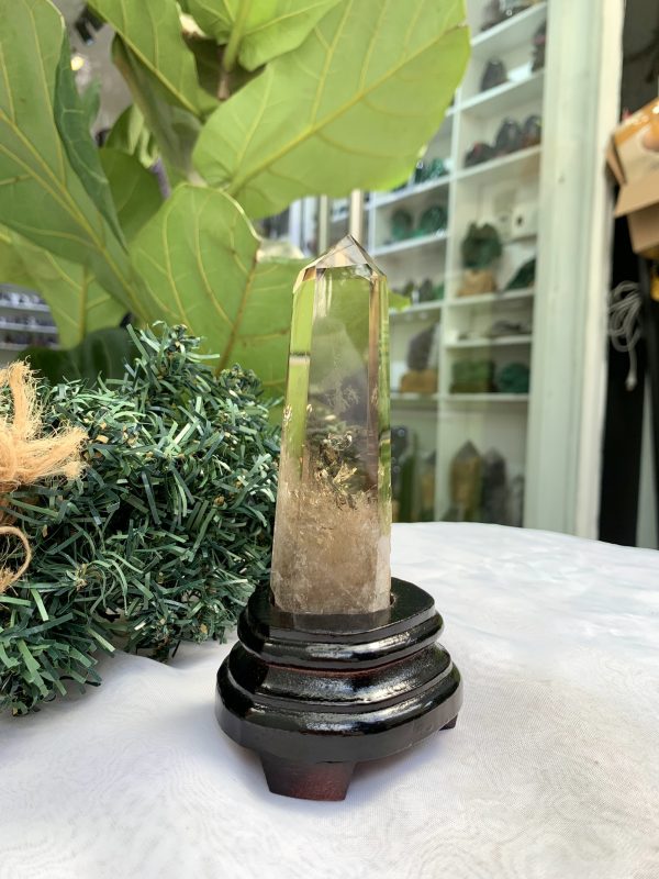 TRỤ THẠCH ANH VÀNG ÁM KHÓI -CITRINE SMOKY QUARTZ POINT- KT: 15,2 x 3,7 CM KL: 0.245 KG (TK24)