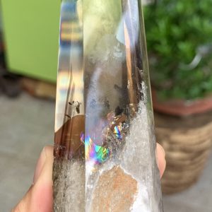 TRỤ THẠCH ANH VÀNG ÁM KHÓI -CITRINE SMOKY QUARTZ POINT- KT: 15,2 x 3,7 CM KL: 0.245 KG (TK24)