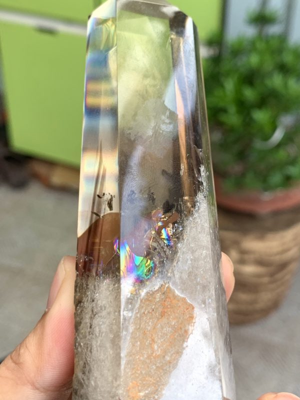 TRỤ THẠCH ANH VÀNG ÁM KHÓI -CITRINE SMOKY QUARTZ POINT- KT: 15,2 x 3,7 CM KL: 0.245 KG (TK24)
