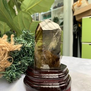 TRỤ THẠCH ANH VÀNG ÁM KHÓI -CITRINE SMOKY QUARTZ POINT- KT: 14,2 x 5,7 CM KL: 0.540 KG (TK17)