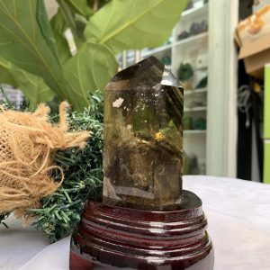 TRỤ THẠCH ANH VÀNG ÁM KHÓI -CITRINE SMOKY QUARTZ POINT- KT: 14,2 x 5,7 CM KL: 0.540 KG (TK17)