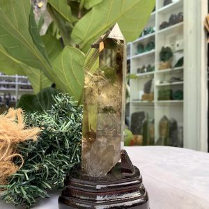 TRỤ THẠCH ANH VÀNG ÁM KHÓI -CITRINE SMOKY QUARTZ POINT- KT: 20 x 5,2 CM KL: 0.570 KG (TK14)