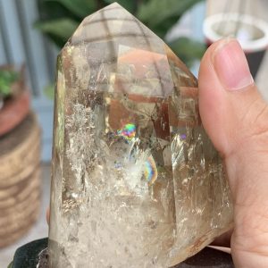 TRỤ THẠCH ANH VÀNG ÁM KHÓI -CITRINE SMOKY QUARTZ POINT- KT: 12,3 x 6,2 CM KL: 0.425 KG (TK12)