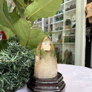TRỤ THẠCH ANH VÀNG ÁM KHÓI -CITRINE SMOKY QUARTZ POINT- KT: 14,2 x 6,3 CM KL: 0.525 KG (TK18)