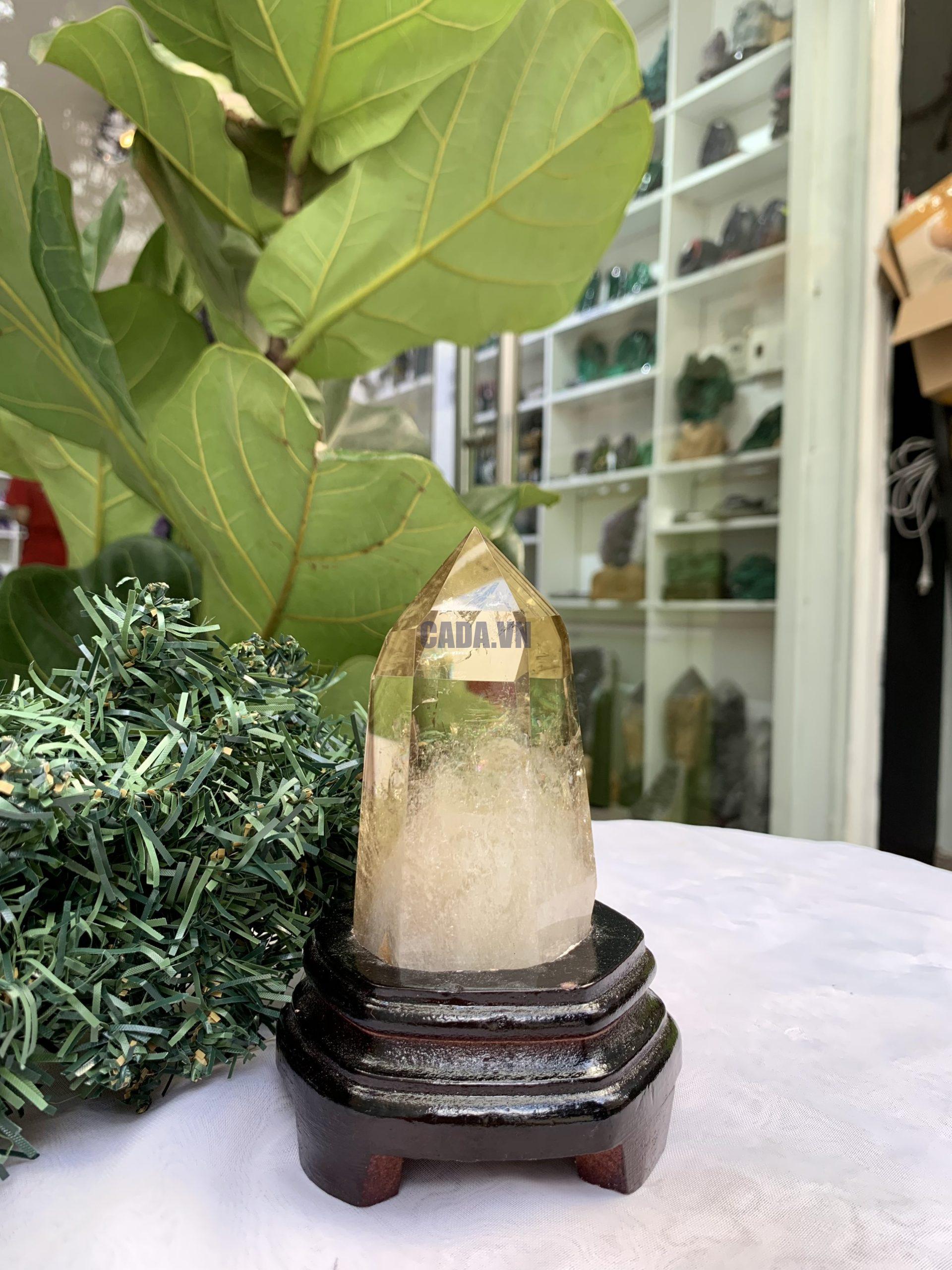 TRỤ THẠCH ANH VÀNG ÁM KHÓI -CITRINE SMOKY QUARTZ POINT- KT: 14,2 x 6,3 CM KL: 0.525 KG (TK18)