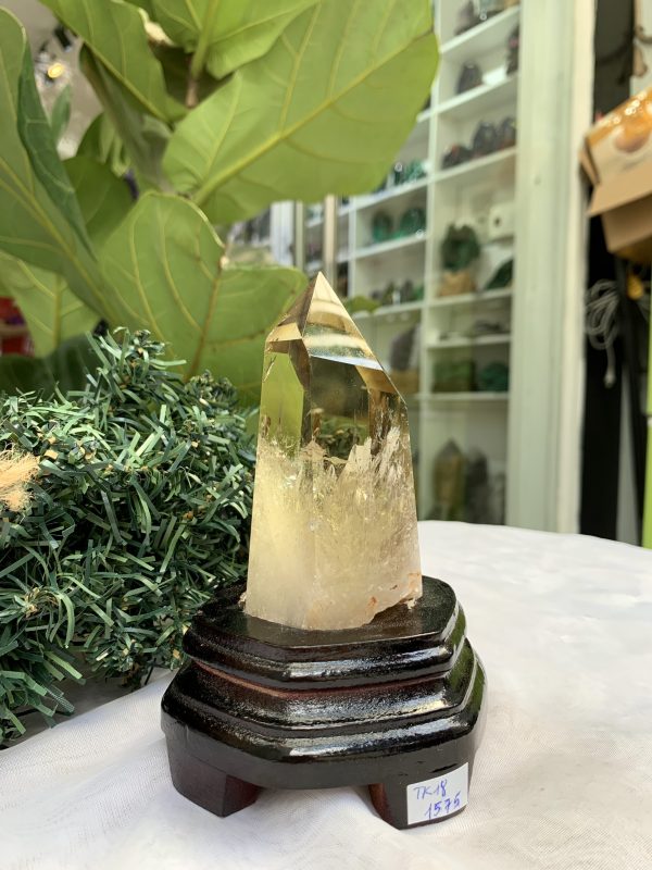 TRỤ THẠCH ANH VÀNG ÁM KHÓI -CITRINE SMOKY QUARTZ POINT- KT: 14,2 x 6,3 CM KL: 0.525 KG (TK18)