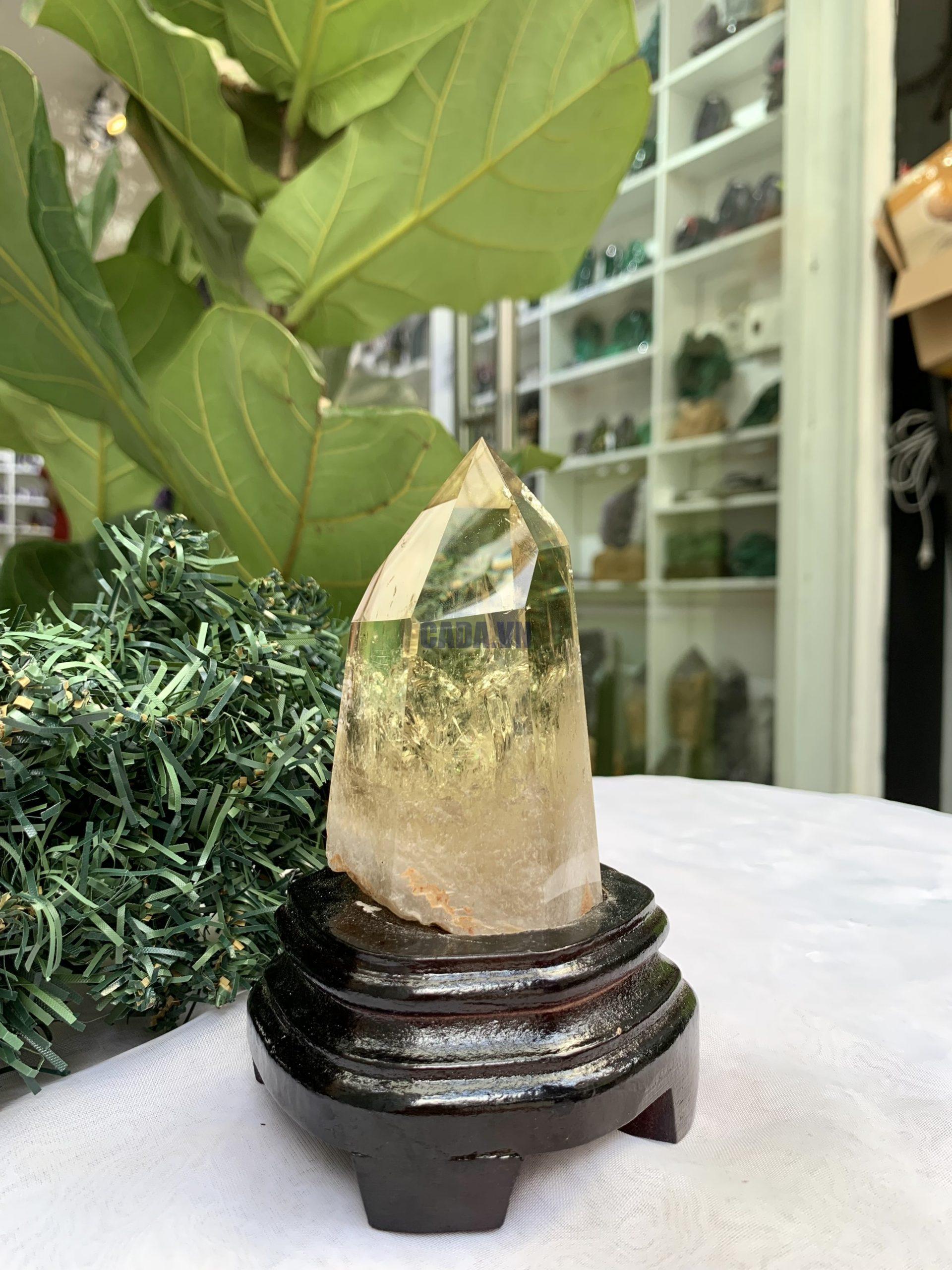 TRỤ THẠCH ANH VÀNG ÁM KHÓI -CITRINE SMOKY QUARTZ POINT- KT: 14,2 x 6,3 CM KL: 0.525 KG (TK18)