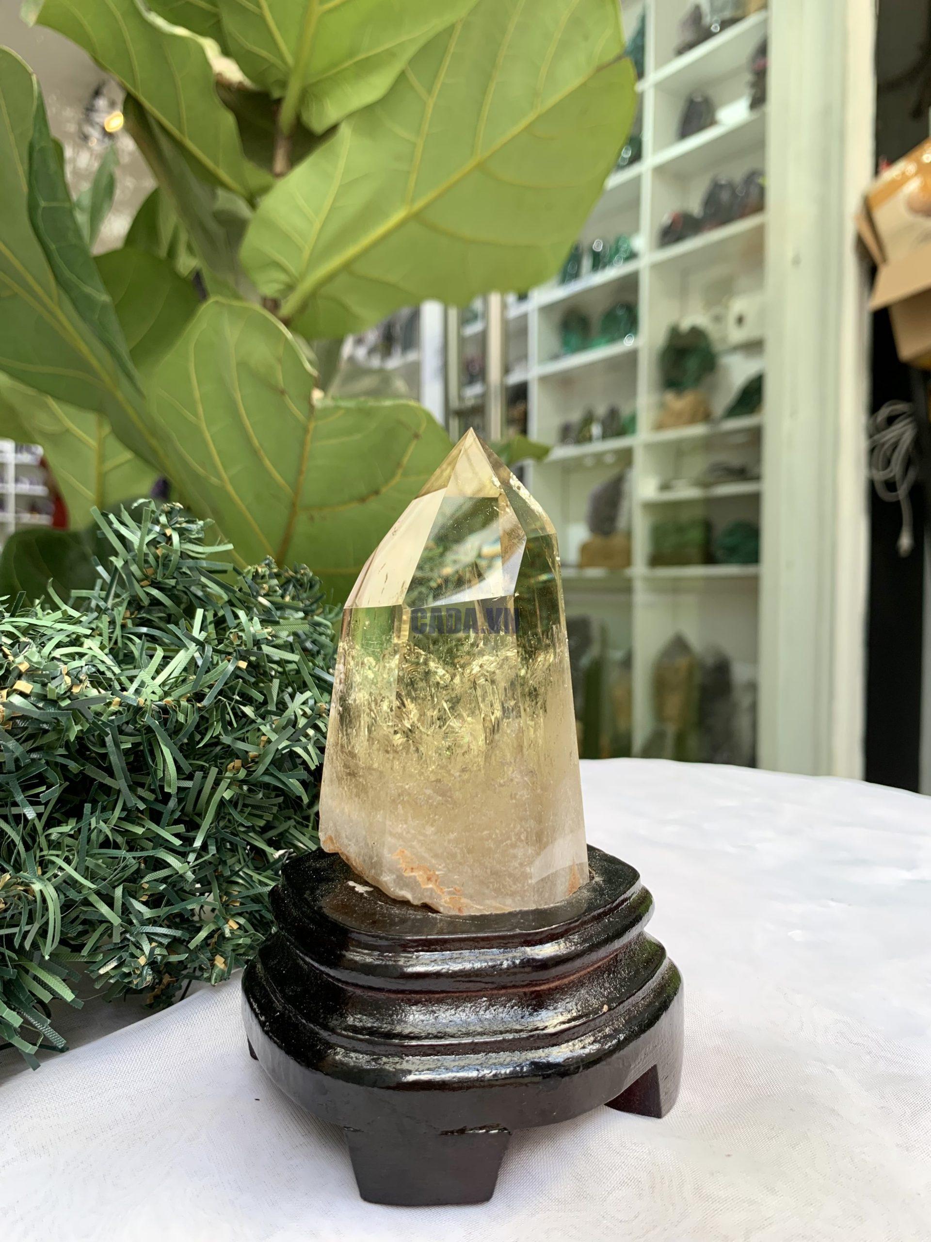 TRỤ THẠCH ANH VÀNG ÁM KHÓI -CITRINE SMOKY QUARTZ POINT- KT: 14,2 x 6,3 CM KL: 0.525 KG (TK18) 