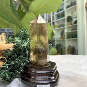 TRỤ THẠCH ANH VÀNG ÁM KHÓI -CITRINE SMOKY QUARTZ POINT- KT: 15,2 x 4,6 CM KL: 0.380 KG (TK15)
