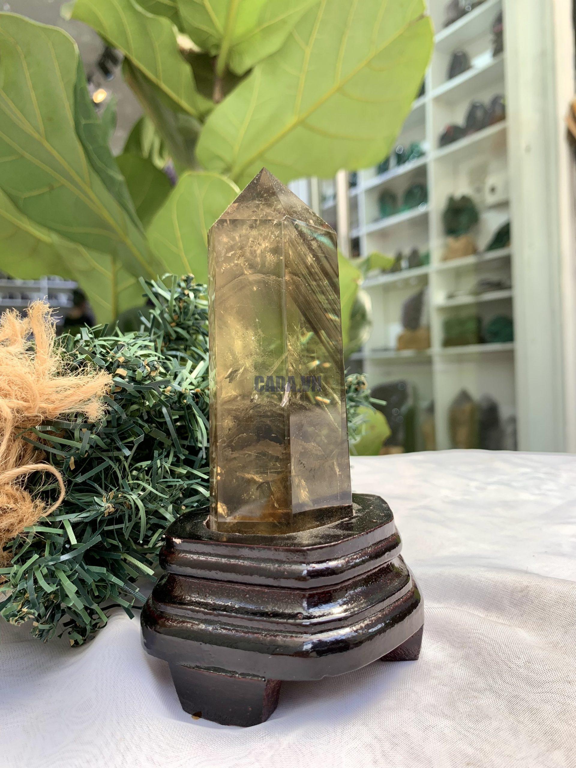TRỤ THẠCH ANH VÀNG ÁM KHÓI -CITRINE SMOKY QUARTZ POINT- KT: 15,2 x 4,6 CM KL: 0.380 KG (TK15)