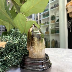 TRỤ THẠCH ANH VÀNG ÁM KHÓI -CITRINE SMOKY QUARTZ POINT- KT: 14 x 5,2 CM KL: 0.460 KG (TK16)