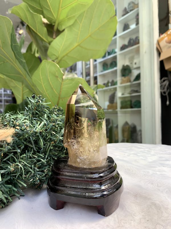 TRỤ THẠCH ANH VÀNG ÁM KHÓI -CITRINE SMOKY QUARTZ POINT- KT: 14 x 5,2 CM KL: 0.460 KG (TK16)