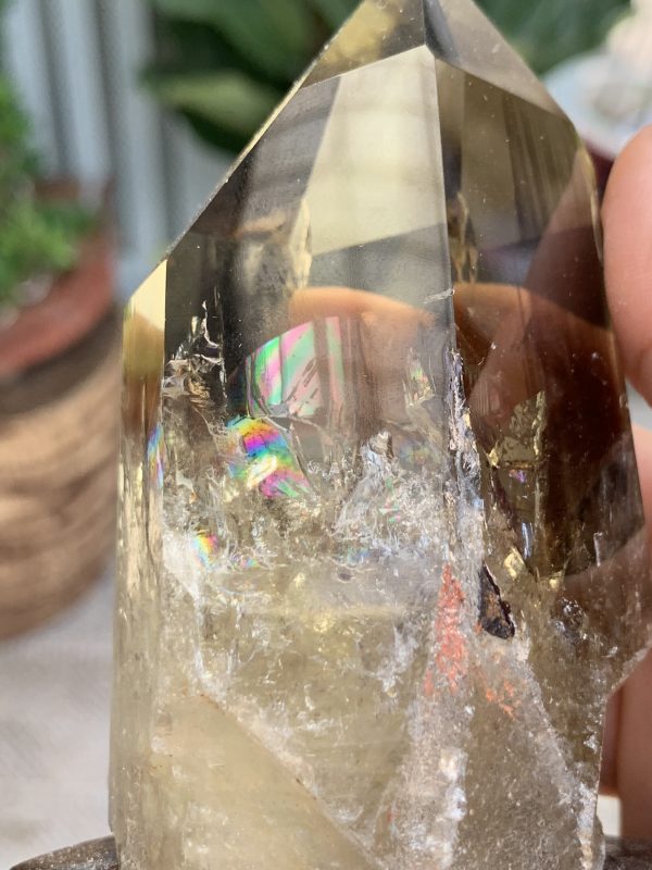 TRỤ THẠCH ANH VÀNG ÁM KHÓI -CITRINE SMOKY QUARTZ POINT- KT: 14 x 5,2 CM KL: 0.460 KG (TK16)