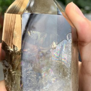 TRỤ THẠCH ANH VÀNG ÁM KHÓI -CITRINE SMOKY QUARTZ POINT- KT: 14 x 5,2 CM KL: 0.460 KG (TK16)