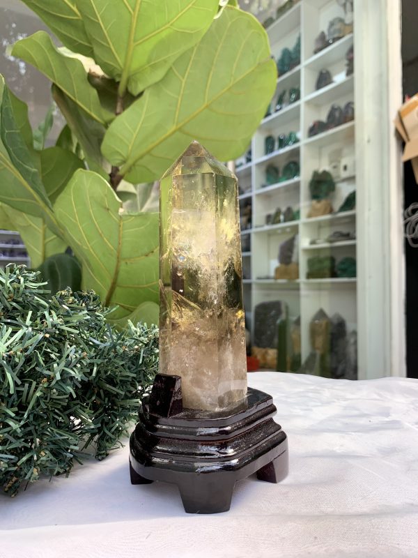 TRỤ THẠCH ANH VÀNG ÁM KHÓI -CITRINE SMOKY QUARTZ POINT- KT: 20,4 x 6 CM KL: 0.735 KG (TK13)