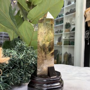 TRỤ THẠCH ANH VÀNG ÁM KHÓI -CITRINE SMOKY QUARTZ POINT- KT: 20,4 x 6 CM KL: 0.735 KG (TK13)