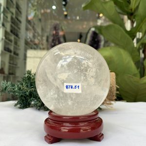 QUẢ CẦU PHONG THỦY THẠCH ANH TRẮNG ĐK: 9,5CM KL: 1,245KG MS: BTR51
