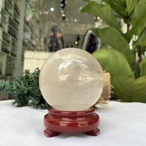 QUẢ CẦU PHONG THỦY THẠCH ANH TRẮNG ĐK: 8,8CM KL: 0,995KG MS: BTR56