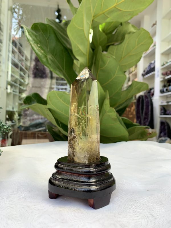 TRỤ THẠCH ANH VÀNG ÁM KHÓI -CITRINE SMOKY QUARTZ POINT- KT: 15,3 x 4 CM KL: 0.255 KG (TK19)