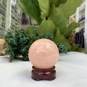 Bi cầu Thạch Anh Hồng – Rose Quartz Sphere (BH103), ĐK: 6,5 CM, KL: 0,400 KG