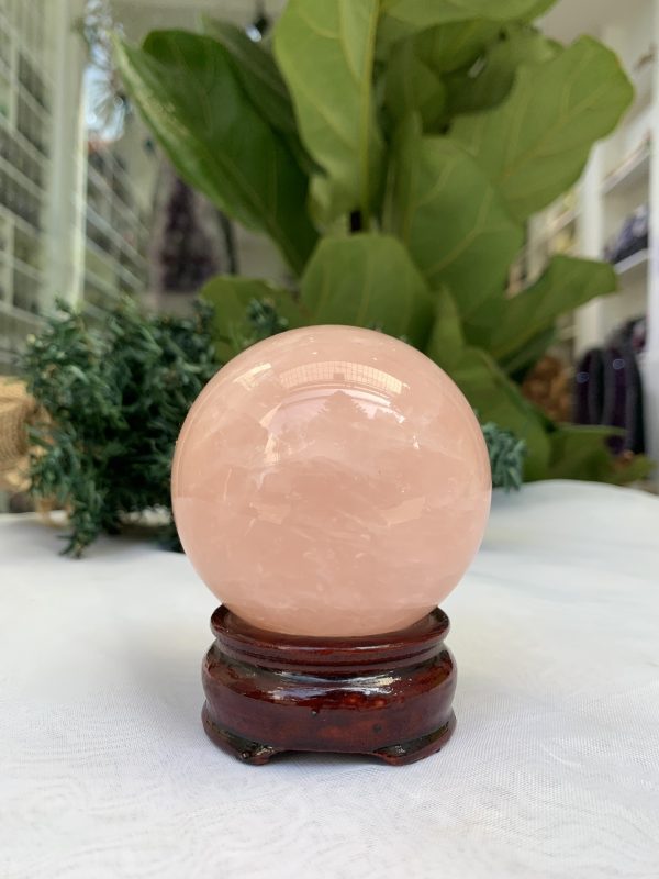 Bi cầu Thạch Anh Hồng – Rose Quartz Sphere (BH103), ĐK: 6,5 CM, KL: 0,400 KG