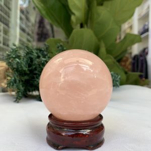 Bi cầu Thạch Anh Hồng – Rose Quartz Sphere (BH101), ĐK: 7,2 CM, KL: 0,530 KG