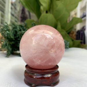 Bi cầu Thạch Anh Hồng – Rose Quartz Sphere (BH102), ĐK: 6,6 CM, KL: 0,405 KG