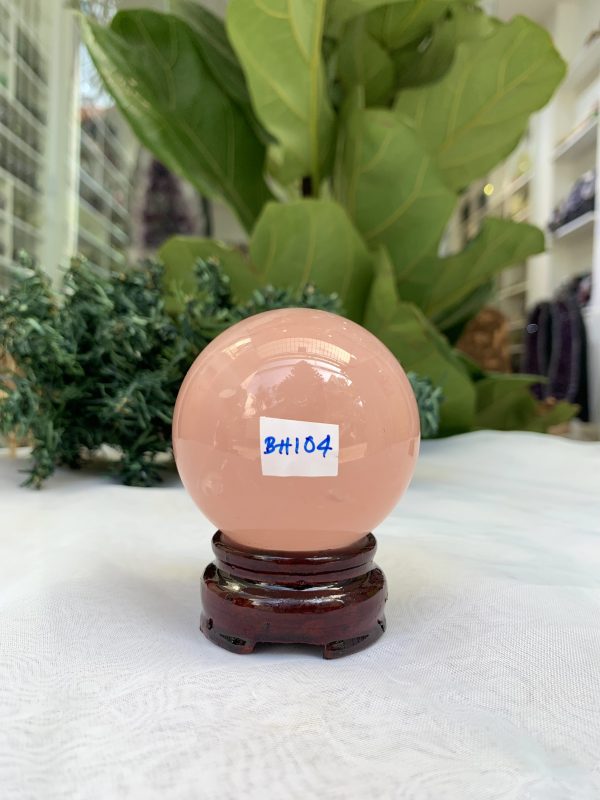 Bi cầu Thạch Anh Hồng – Rose Quartz Sphere (BH104), ĐK: 6,0 CM, KL: 0,310 KG