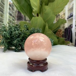 Bi cầu Thạch Anh Hồng – Rose Quartz Sphere (BH104), ĐK: 6,0 CM, KL: 0,310 KG