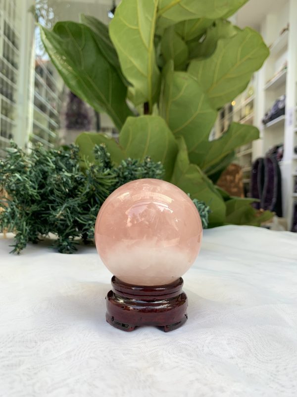 Bi cầu Thạch Anh Hồng – Rose Quartz Sphere (BH104), ĐK: 6,0 CM, KL: 0,310 KG