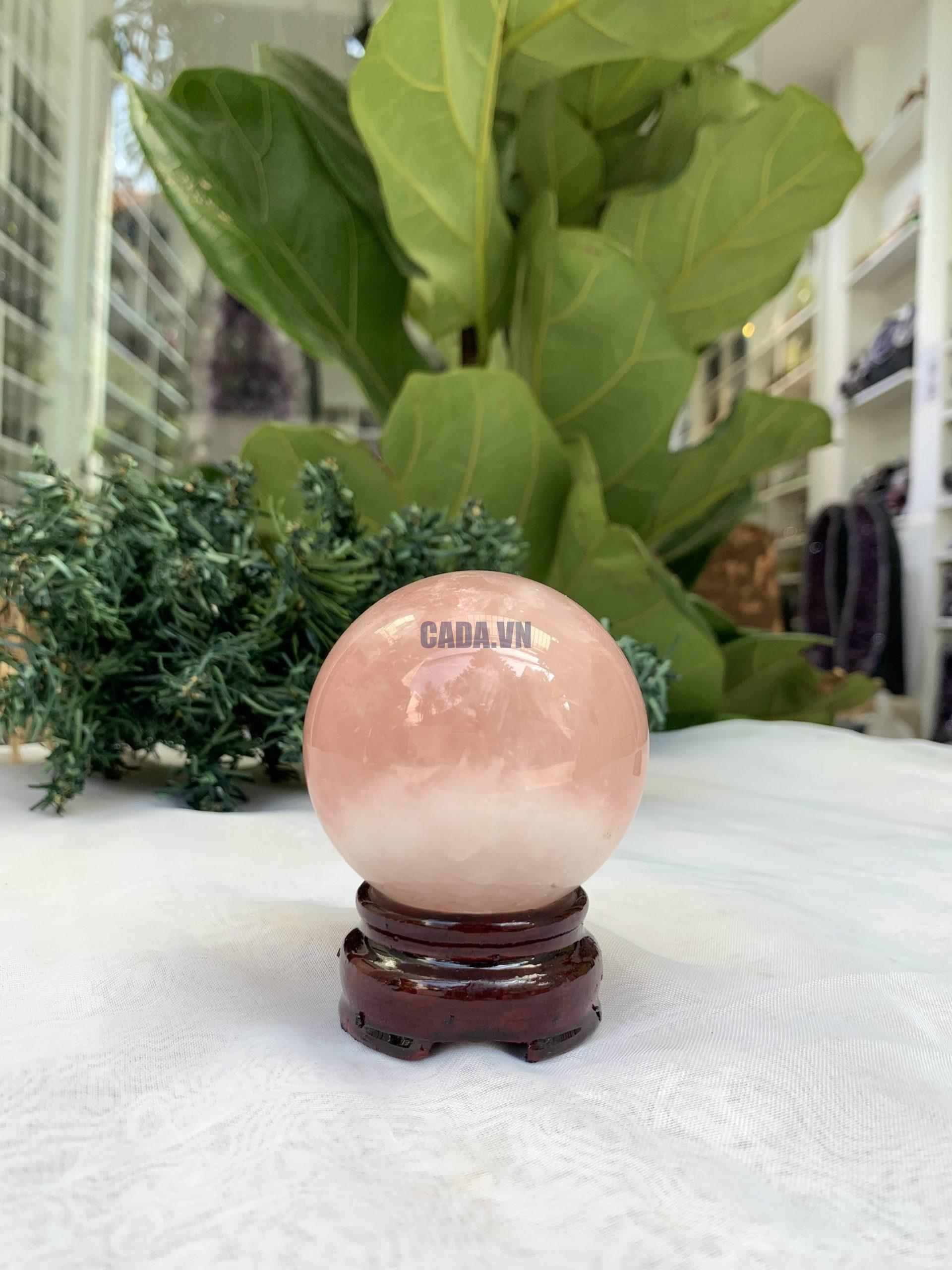 Bi cầu Thạch Anh Hồng – Rose Quartz Sphere (BH104), ĐK: 6,0 CM, KL: 0,310 KG 