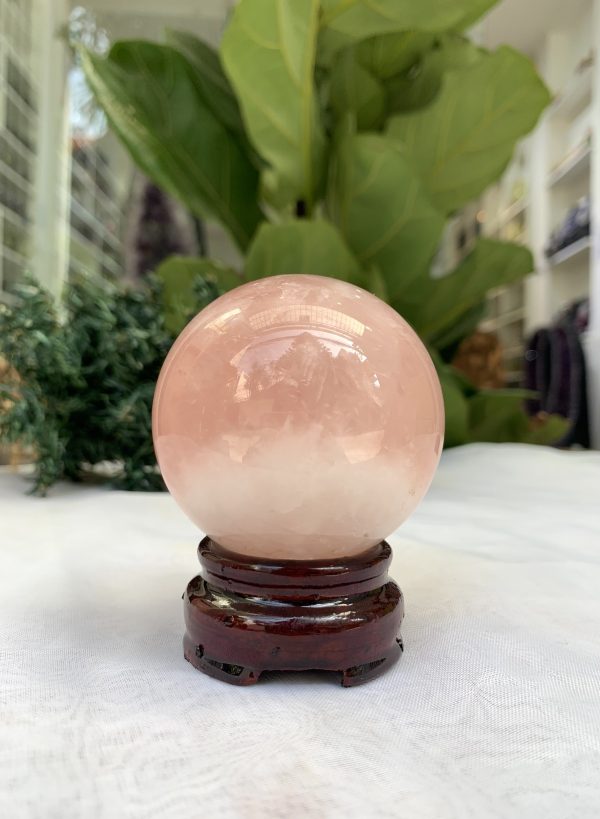 Bi cầu Thạch Anh Hồng – Rose Quartz Sphere (BH104), ĐK: 6,0 CM, KL: 0,310 KG