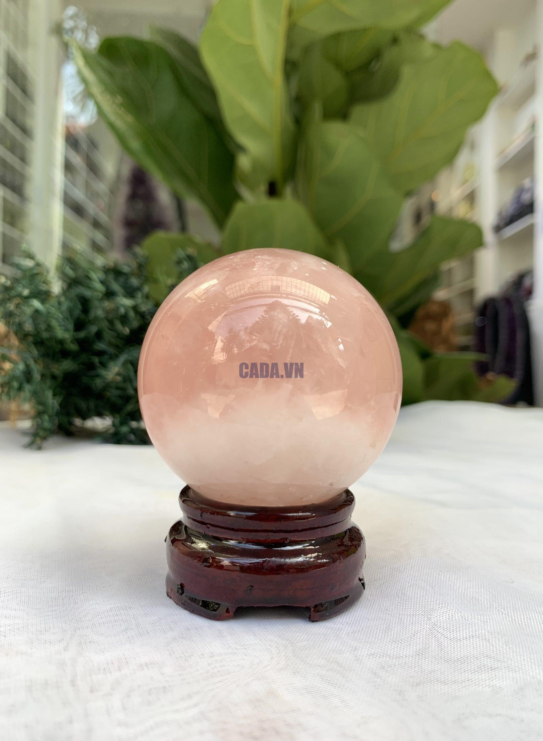 Bi cầu Thạch Anh Hồng – Rose Quartz Sphere (BH104), ĐK: 6,0 CM, KL: 0,310 KG