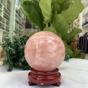 Bi cầu Thạch Anh Hồng – Rose Quartz Sphere (BH97), ĐK: 9,2 CM, KL: 1,150 KG