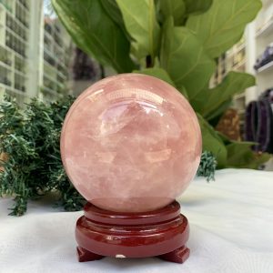 Bi cầu Thạch Anh Hồng – Rose Quartz Sphere (BH97), ĐK: 9,2 CM, KL: 1,150 KG