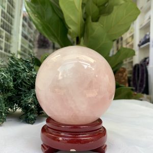 Bi cầu Thạch Anh Hồng – Rose Quartz Sphere (BH94), ĐK: 9,0CM, KL: 1,070KG