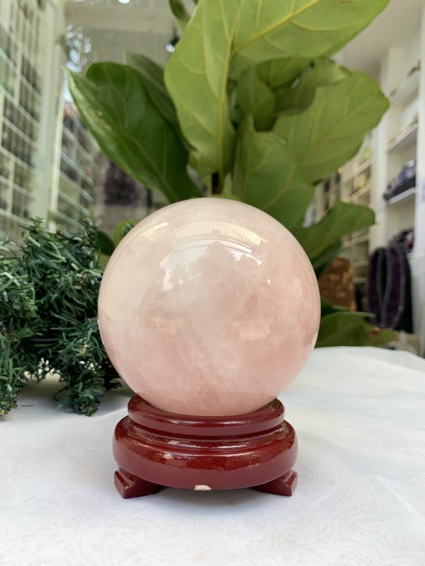 Bi cầu Thạch Anh Hồng – Rose Quartz Sphere (BH94), ĐK: 9,0CM, KL: 1,070KG