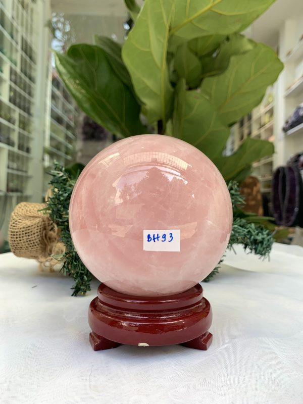 Bi cầu Thạch Anh Hồng – Rose Quartz Sphere (BH93), ĐK: 9,7CM, KL: 1,365KG